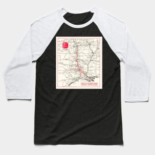 1953 Kansas City Southern Map Baseball T-Shirt